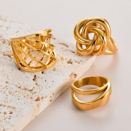 Vinger Ring in edelstaal, 304 roestvrij staal, gold plated, verschillende grootte voor keus & verschillende stijlen voor de keuze & voor vrouw, meer kleuren voor de keuze, Verkocht door PC