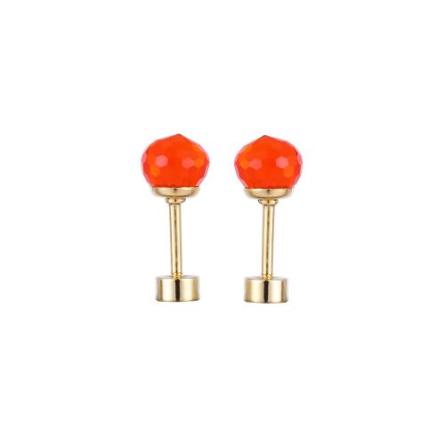 Roestvrij staal Stud Earrings, 304 roestvrij staal, gold plated, mode sieraden & micro pave zirconia, meer kleuren voor de keuze, 6x14.20mm, Verkocht door pair