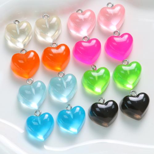 Resin Pendel, Heart, du kan DIY, flere farver til valg, 16x16mm, Solgt af PC