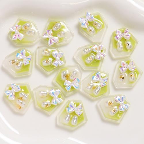 Haaraccessoires DIY bevindingen, Hars, met Plastic Pearl, groen, 20x19mm, Verkocht door PC