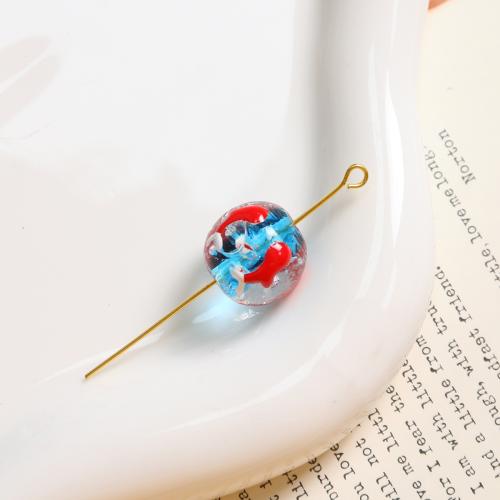 Χάντρες Lampwork, Γυάλινα, Γύρος, DIY, μπλε, 15mm, Sold Με PC