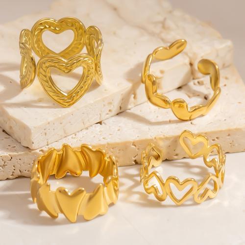 Vinger Ring in edelstaal, 304 roestvrij staal, gold plated, mode sieraden & verschillende ontwerpen voor de keuze, gouden, Verkocht door PC