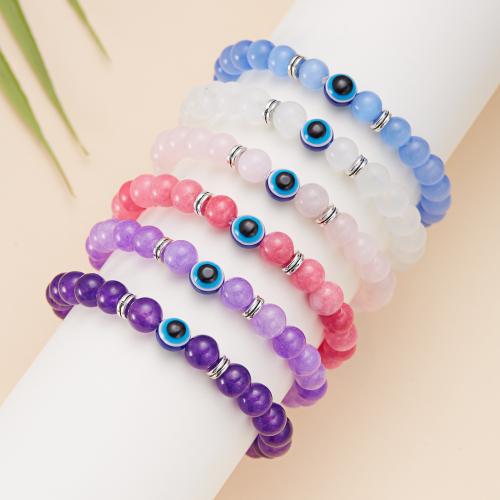 Evil Eye Jewelry Bracelet Glass Beads with Cats Eye & Resin & Zinc Alloy handmade evil eye pattern & for man 180mm Sold By PC