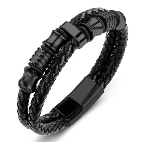 PU cavo bracciali, 304 acciaio inox, with PU, Doppio strato & stile punk & unisex & formato differente per scelta, 6mmx2, Venduto da PC