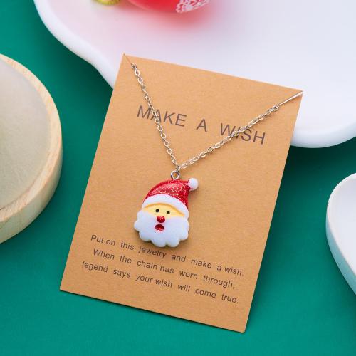 Christmas Necklaces 304 Stainless Steel with Resin & Plastic Vacuum Ion Plating Christmas Design & for woman Sold By PC