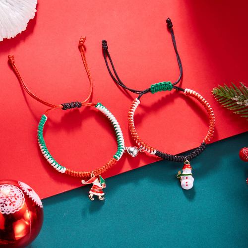 Christmas Holiday Bracelet Knot Cord with Zinc Alloy handmade for woman & enamel Sold By PC