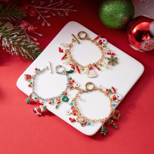 Christmas Holiday Bracelet Zinc Alloy plated Christmas Design & for woman & enamel Sold By PC