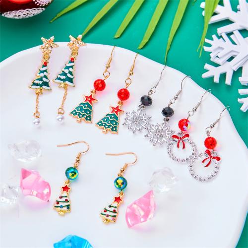 Boucles d'oreilles de Noël, alliage de zinc, Placage, Conception de Noël & pour femme & émail & avec strass, plus de couleurs à choisir, Vendu par paire