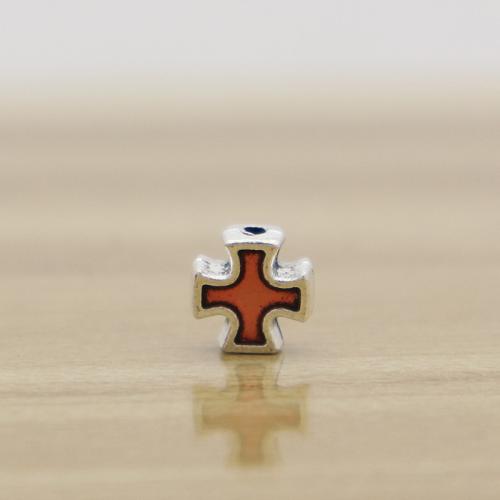 Zinc Alloy Jewelry Beads Cross antique silver color plated DIY & enamel nickel lead & cadmium free Approx 1.5mm Approx Sold By Bag