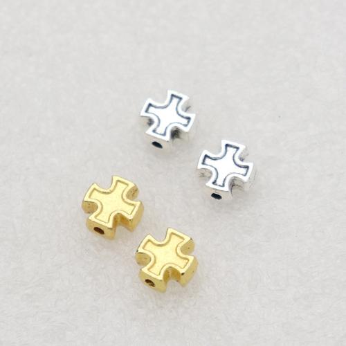 Coirníní Jewelry Alloy Sinc, Sinc Alloy, Cross, dath airgid antique plátáilte, DIY, dathanna níos mó le haghaidh rogha, nicil, luaidhe & caidmiam saor in aisce, 8x8x3mm, Poll:Thart 1.5mm, Thart 100ríomhairí pearsanta/Mála, Díolta De réir Mála