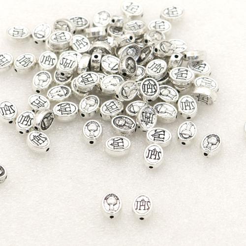 Cink legura nakit perle, Cink Alloy, starinski srebrne boje pozlaćen, možete DIY, nikal, olovo i kadmij besplatno, 8x6x3mm, Rupa:Približno 1mm, Približno 100računala/Torba, Prodano By Torba