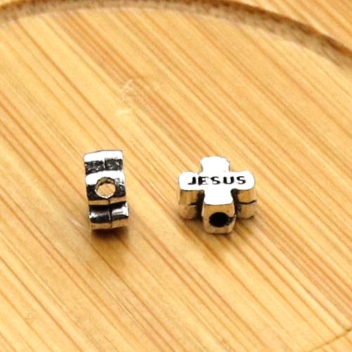 Zinc Alloy Jewelry Beads Cross antique silver color plated DIY nickel lead & cadmium free Approx 1.5mm Approx Sold By Bag