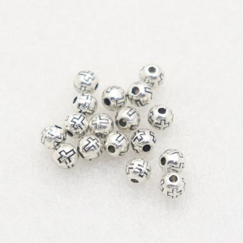 Abalorios de Aleación de Zinc , Esférico, chapado en color de plata antigua, Bricolaje, libre de níquel, plomo & cadmio, 5x5mm, agujero:aproximado 1.2mm, aproximado 100PCs/Bolsa, Vendido por Bolsa