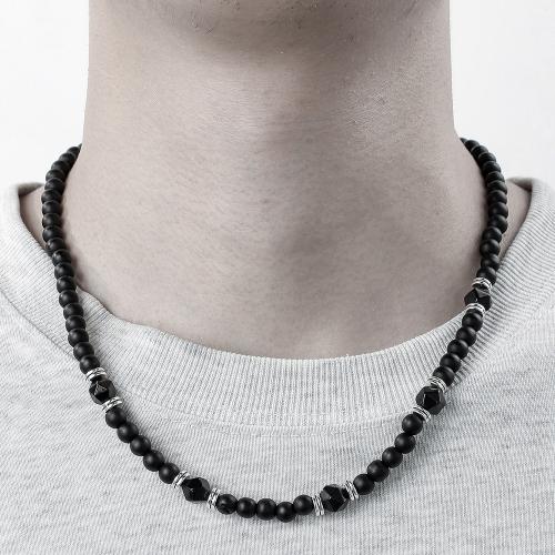 Collier bijoux de pierre gemme, lave volcanique, avec Abrazine Stone & argile de polymère & pierre gemme, Placage de couleur argentée, styles différents pour le choix & pour homme, plus de couleurs à choisir, Vendu par PC