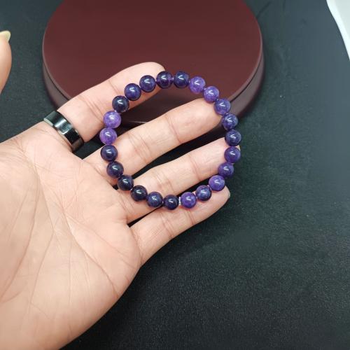 Bracelet de perles de verre, Rond, unisexe, violet, Vendu par PC