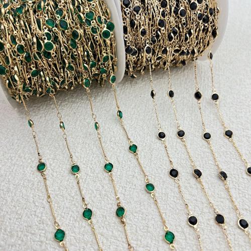 Brass Necklace Chain plated DIY & with rhinestone nickel lead & cadmium free Length 1 m Sold By m