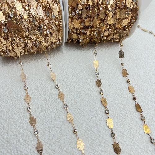 Messing Necklace Ketting, gold plated, DIY & verschillende stijlen voor de keuze & met strass, meer kleuren voor de keuze, nikkel, lood en cadmium vrij, Lengte 1 m, Verkocht door m