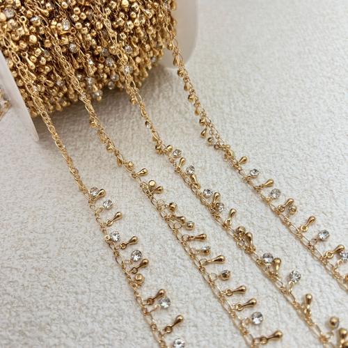 Messing Necklace Ketting, gold plated, DIY & micro pave zirconia, nikkel, lood en cadmium vrij, Lengte 1 m, Verkocht door m