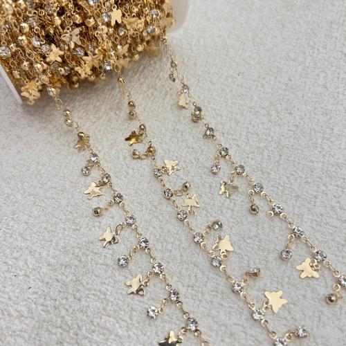 Brass Necklace Chain Butterfly gold color plated DIY & micro pave cubic zirconia nickel lead & cadmium free Length 1 m Sold By m