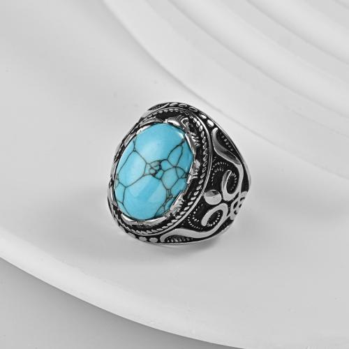 Stainless Steel Finger Ring 316 Stainless Steel with turquoise silver color plated Unisex Sold By PC