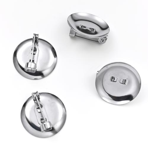 Stainless Steel Brooch Findings 316 Stainless Steel Round silver color plated DIY Sold By PC