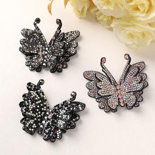 Hair Accessories DIY Findings Cloth Butterfly with rhinestone Sold By PC