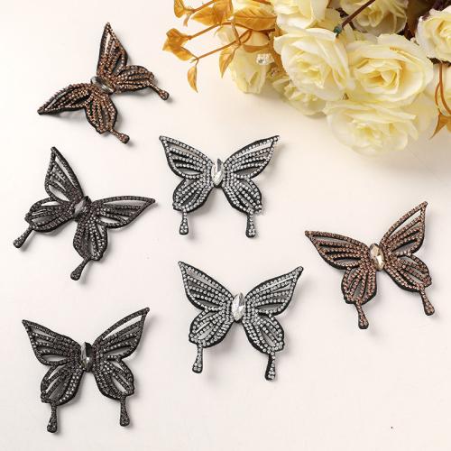 Hair Accessories DIY Findings Cloth Butterfly with rhinestone Sold By PC