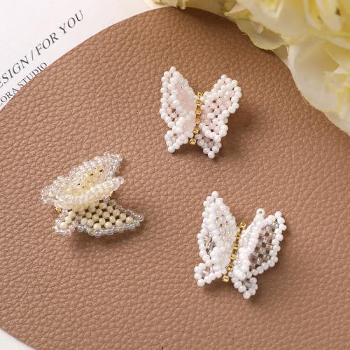 Hair Accessories DIY Findings Glass Butterfly 24mm Sold By PC