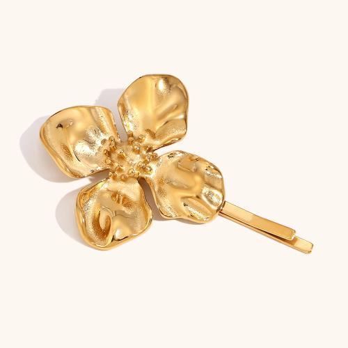 Hair Slide 304 Stainless Steel Flower 18K gold plated fashion jewelry & for woman Sold By PC