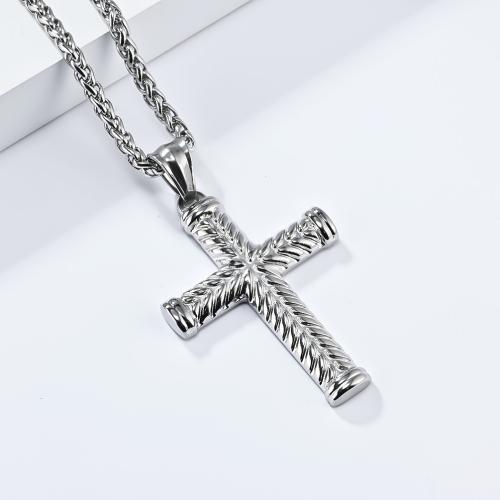 Stainless Steel Jewelry Necklace 304 Stainless Steel Cross polished fashion jewelry & Unisex Sold By PC