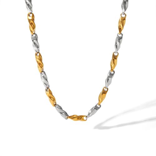 Titanium Steel Necklace plated fashion jewelry & for woman & two tone Length 53 cm Sold By PC