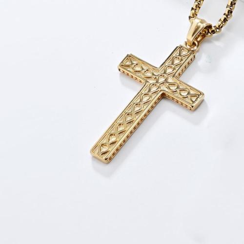 Stainless Steel Jewelry Necklace 304 Stainless Steel Cross polished fashion jewelry & Unisex Sold By PC