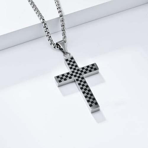 Stainless Steel Jewelry Necklace 304 Stainless Steel Cross plated Unisex & enamel Sold By PC