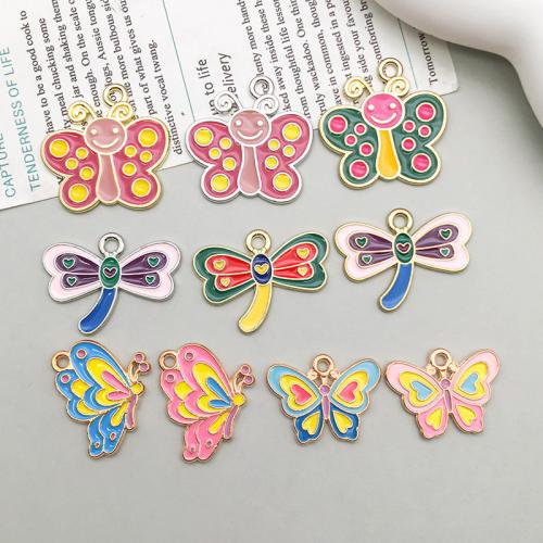 Zinc Alloy Enamel Pendants Butterfly plated DIY Sold By Bag