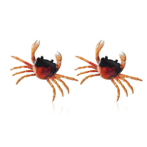 Zinc Alloy Stud Earring, Krab, mode sieraden & voor vrouw, 50x35mm, Verkocht door pair