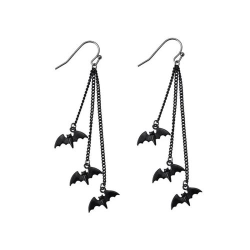 Zinc Alloy Drop Earring, Bat, forgyldt, mode smykker & for kvinde, sort, 100mm, Solgt af par