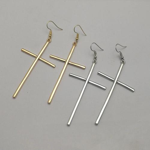 Zinc Alloy Drop Earring Cross plated fashion jewelry & for woman Sold By Pair