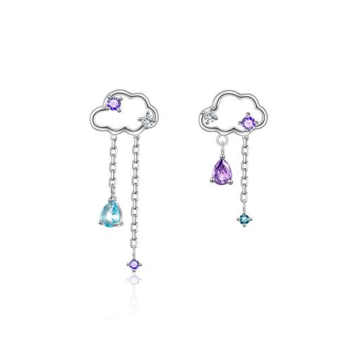 Zinc Alloy Drop Earring, Cloud, forgyldt, for kvinde & med rhinestone & hule, earring length 10-25mm, Solgt af par