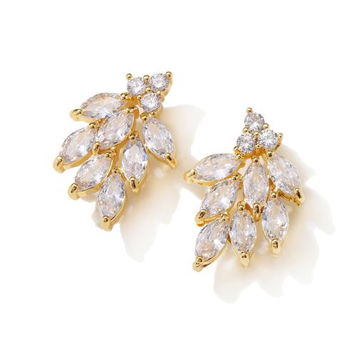 Brass Drop Earring plated micro pave cubic zirconia & for woman earring length 30-35mm Sold By Pair