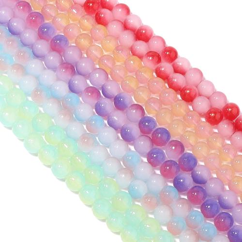 Abalorios de Cristal, Vidrio, Esférico, barniz de secado al horno, Bricolaje & 2-tono, más colores para la opción, 8mm, agujero:aproximado 1.3mm, aproximado 106PCs/Sarta, Vendido para aproximado 80 cm Sarta