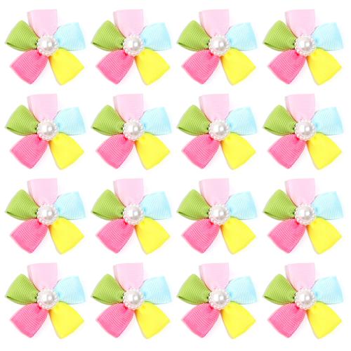 Haaraccessoires DIY bevindingen, Polyester, met Plastic Pearl, Bloem, gemengde kleuren, 45mm, Ca 100pC's/Bag, Verkocht door Bag