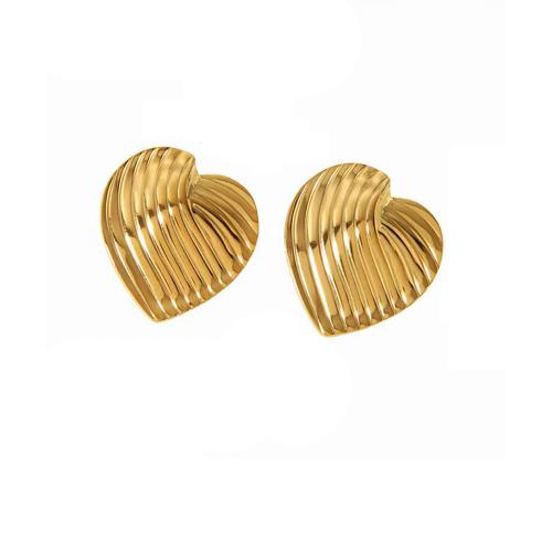 Stainless Steel Stud Earrings 304 Stainless Steel Heart plated fashion jewelry & for woman Sold By Pair