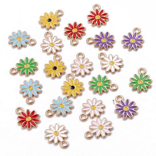 Zinc Alloy Enamel Pendants Flower plated DIY Sold By Bag