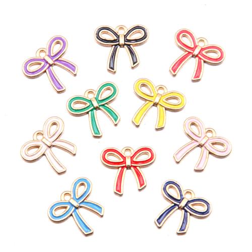 Zinc Alloy Enamel Pendants Bowknot plated DIY Sold By Bag