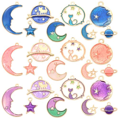 Zinc Alloy Enamel Pendants plated DIY Sold By Set