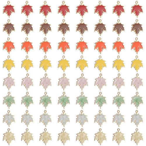 Zinc Alloy Enamel Pendants Maple Leaf plated DIY Sold By Bag