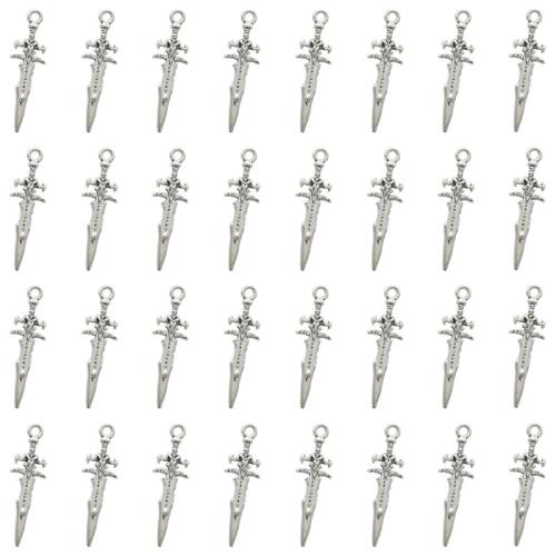 Cink Alloy Privjesci, mač, pozlaćen, možete DIY, 29x8mm, 100računala/Torba, Prodano By Torba