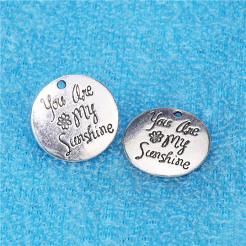 Pendentifs en alliage de zinc, Rond, Placage, DIY, 25mm, 100PC/sac, Vendu par sac