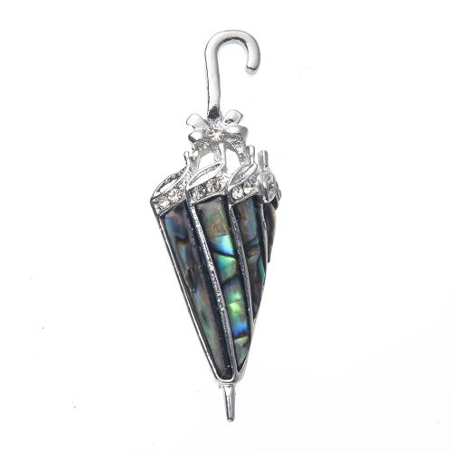 Cink Alloy Broševi, s Abalone Shell, pozlaćen, za žene & emajl & s Rhinestone, više boja za izbor, 61x29mm, Prodano By PC