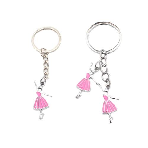 Zinc Alloy Key Clasp Dancing Girl plated Unisex & enamel key clasp length 70-100mm Sold By PC